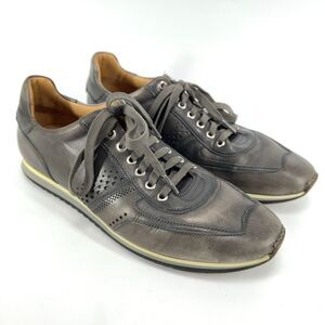 Magnanni Mens Size 9 M Christian 15745 Gray Leather Sneaker Lace Up Casual Shoes